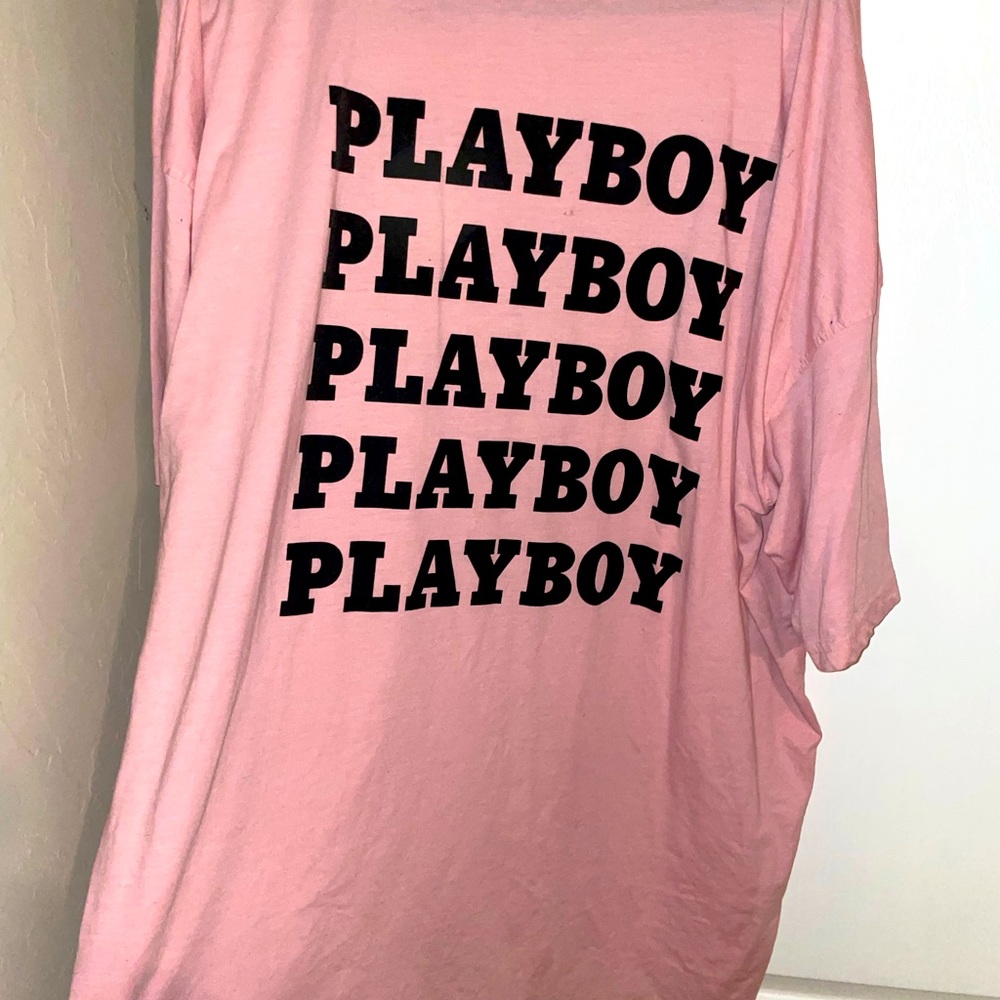 Pink Playboy Missguided oversized shirt